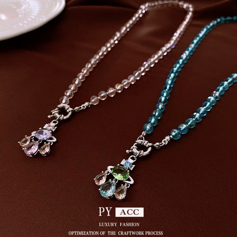 Zircon Saturn Crystal Pendant Necklace Ins Niche High-End Clavicle Chain Fashion Elegant Versatile Jewelry - Image 4